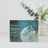 ダークフォレストの美しいグレーウルフ誕生日 案内ポストカード (スタンド正面)