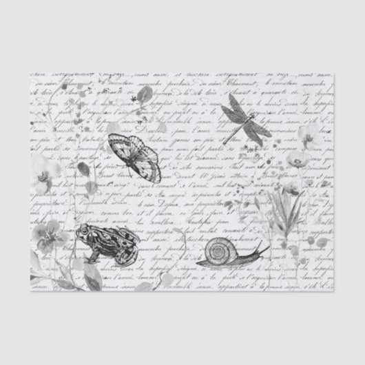 ダークフォレストカエル野生の花のデコパージュ 薄葉紙 (正面)