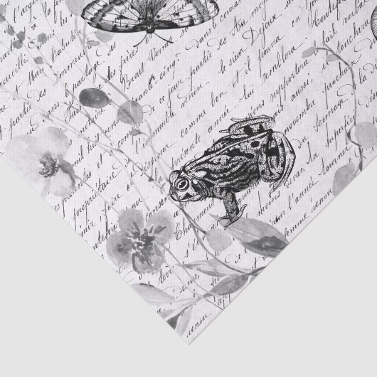 ダークフォレストカエル野生の花のデコパージュ 薄葉紙 (詳細)