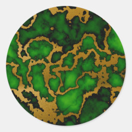 ダークフォレストグリーンと金ゴールドマーブルテクスチャデザイン ラウンドシール