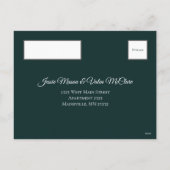 ダークフォレストグリーンエレガントなウェディングマルーンマウヴ シーズンポストカード (裏面)