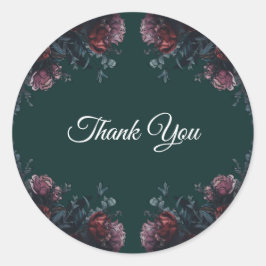 ダークフォレストグリーンエレガントなウェディングマルーンマウヴ ラウンドシール