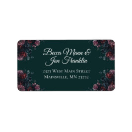 ダークフォレストグリーンエレガントなウェディングマルーンマウヴ ラベル