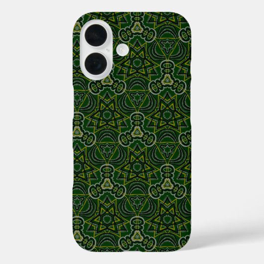 ダークフォレストグリーンマンダラSci-fi幾何学模様 Case-Mate iPhoneケース (裏面)