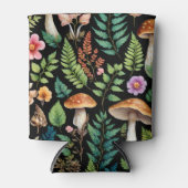 ダークフォレストマッシュルームウッドランドアート 缶クーラー (正面)