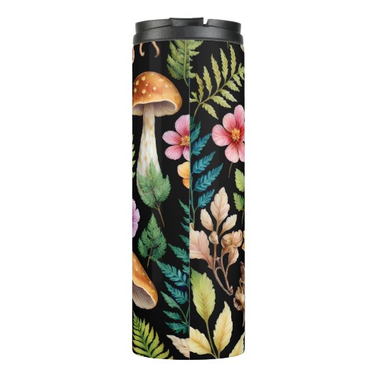 ダークフォレストマッシュルーム木版画アート タンブラー (裏面)