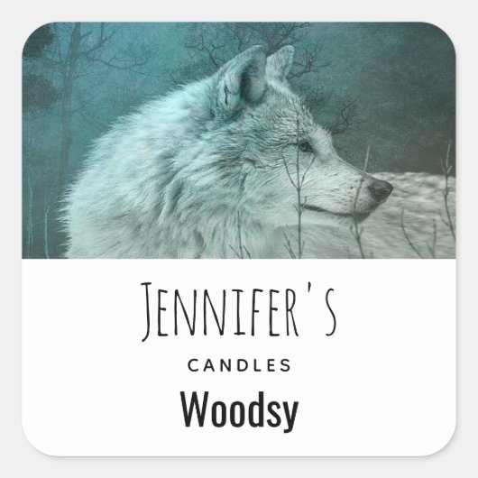 ダークフォレスト・キャンドルビジネスのワイルドグレーウルフ スクエアシール (正面)
