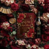 ダークフォーマルバエレガントルガンディ&金ゴールドバラ結婚ズ 招待状