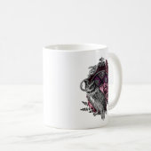 ダークフクロウ蝶と花 – ゴシック コーヒーマグカップ (正面右)