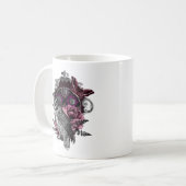 ダークフクロウ蝶と花 – ゴシック コーヒーマグカップ (正面左)