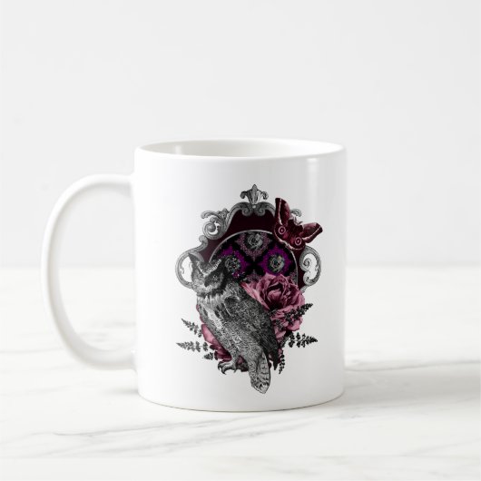 ダークフクロウ蝶と花 – ゴシック コーヒーマグカップ (左)