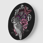 ダークフクロウ蝶と花 – ゴシック ラージ壁時計 (傾斜)