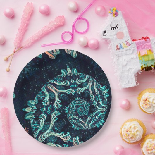 ダークフラクタルエレガンスディナープレート ペーパープレート (パーティー)