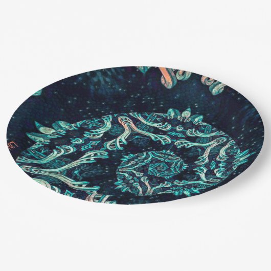 ダークフラクタルエレガンスディナープレート ペーパープレート (アングル)