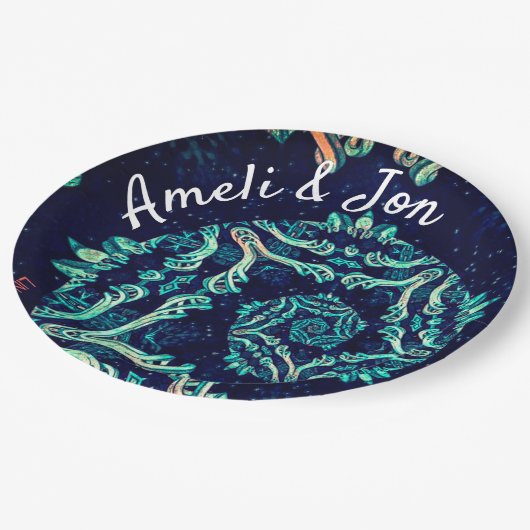 ダークフラクタルエレガンスディナープレート ペーパープレート (アングル)