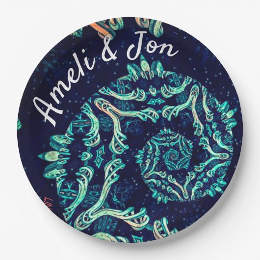 ダークフラクタルエレガンスディナープレート ペーパープレート (正面)