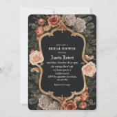 ダークフラワーウィンターヴィンテージフローラブライダルシャワー 招待状 (正面)