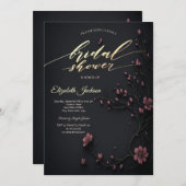 ダークフラワーゴシックブライダルシャワー 招待状 (正面/裏面)