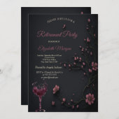 ダークフラワーゴシックワイングラス隠退部 招待状 (正面/裏面)