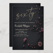 ダークフラワーゴシック60誕生日 招待状 (正面/裏面)