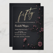 ダークフラワーズ ゴシック 50歳の誕生日 招待状 (正面/裏面)