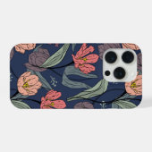 ダークフラワーチューリップ柄スマホケース iPhoneケース (裏面横)