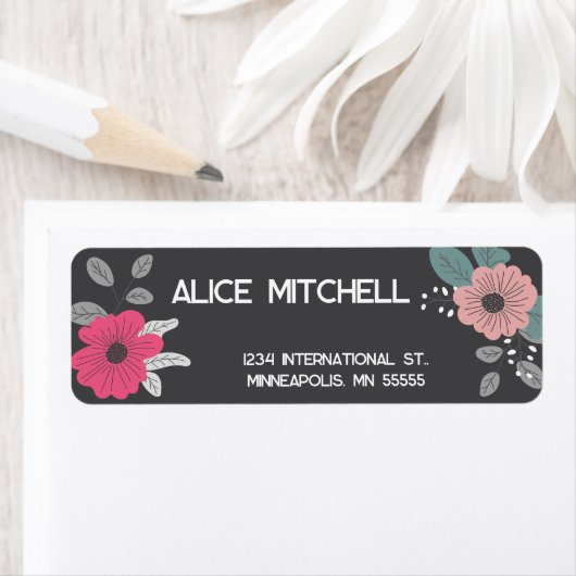 ダークフラワー差出人住所ラベル ラベル (インサイチュ)