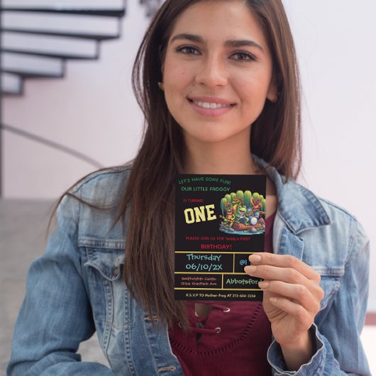 ダークフロギーをテーマにした最初の誕生日パーティー 招待状