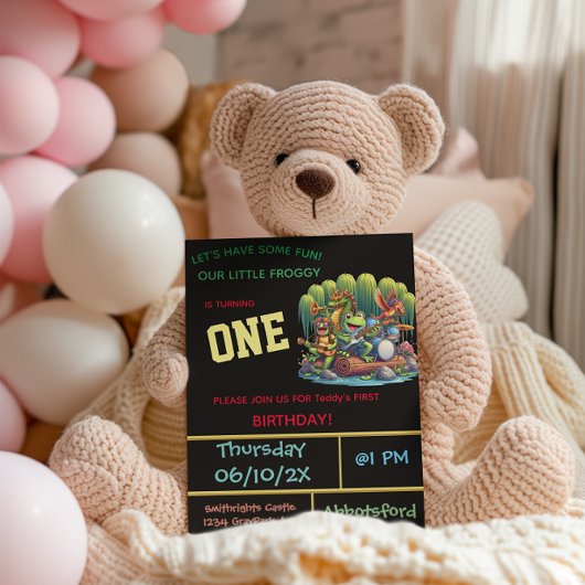 ダークフロギーをテーマにした最初の誕生日パーティー 招待状