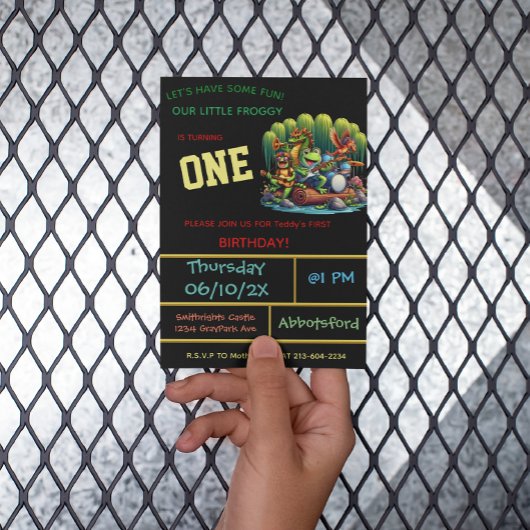 ダークフロギーをテーマにした最初の誕生日パーティー 招待状