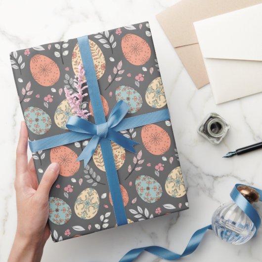 ダークフローライースターラッピング紙 – パステルエッグ ラッピングペーパー (ギフト)