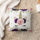 ダークフローラグラム金ゴールドグリッターユニコーントレンディー クッション (ブランケット)