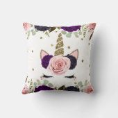 ダークフローラグラム金ゴールドグリッターユニコーントレンディー クッション (裏面)