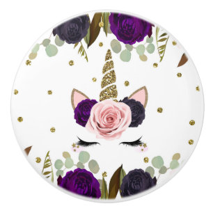 ダークフローラグラム金ゴールドグリッターユニコーントレンディー セラミックノブ