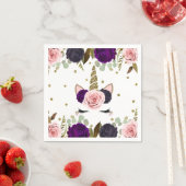 ダークフローラグラム金ゴールドグリッターユニコーン誕生日 スタンダードカクテルナプキン (インサイチュ)