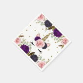 ダークフローラグラム金ゴールドグリッターユニコーン誕生日 スタンダードカクテルナプキン (角)