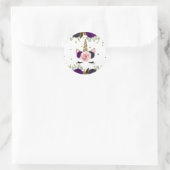 ダークフローラグラム金ゴールドグリッターユニコーン誕生日 ラウンドシール (バッグ)