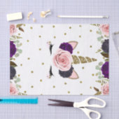 ダークフローラグラム金ゴールドグリッターユニコーン誕生日 薄葉紙 (クラフト)