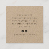 ダークフローラバラ素朴クラフトボタニカルエレガント スクエア名刺 (裏面)