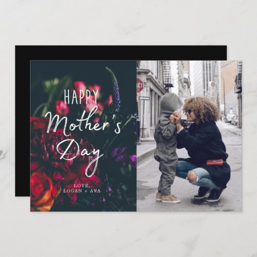 ダークフローラマザーズデイフォトカード 招待状 (正面/裏面)