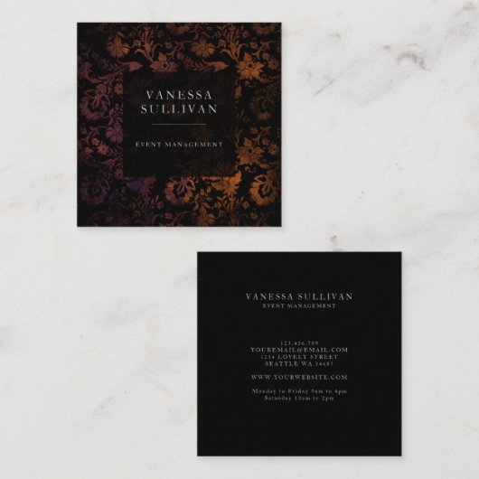 ダークフローラムーディイベントプランナー名刺2 スクエア名刺 (正面/裏面)