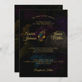 ダークフローラムーディモノグラム結婚式招待状 招待状 (正面/裏面)