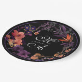 ダークフローラモノグラム結婚ゴシックの紙プレート ペーパープレート (アングル)