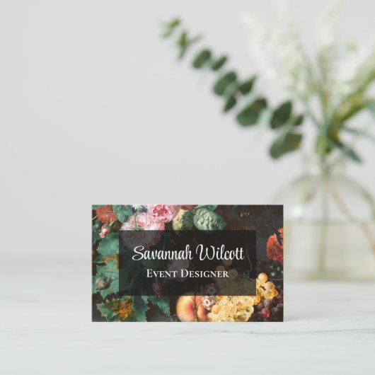 ダークフローラ&フルーツビジネスカードデザイン 名刺 (スタンド正面)