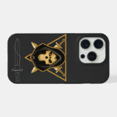 ダークフード付きスカルiPhone 15 Proケース iPhoneケース (裏面横)