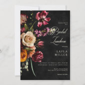 ダークブエレガントラックオータムフローラブライダルルンチョン 招待状 (正面)