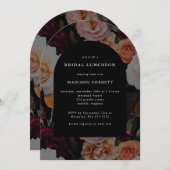 ダークブエレガントラックオータムフローラブライダルルンチョン 招待状 (正面/裏面)