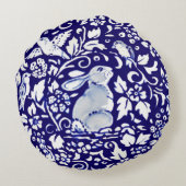 ダークブユニークルー&ホワイトラビットデダムデルフト ラウンドクッション (裏面)