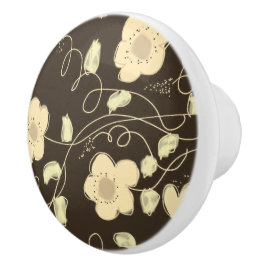 ダークブラウンとアーモンドのキャビネットの引き寄せ セラミックノブ