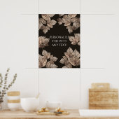 ダークブラウンとブロンズ葉のパーティーバナー ポスター (キッチン)